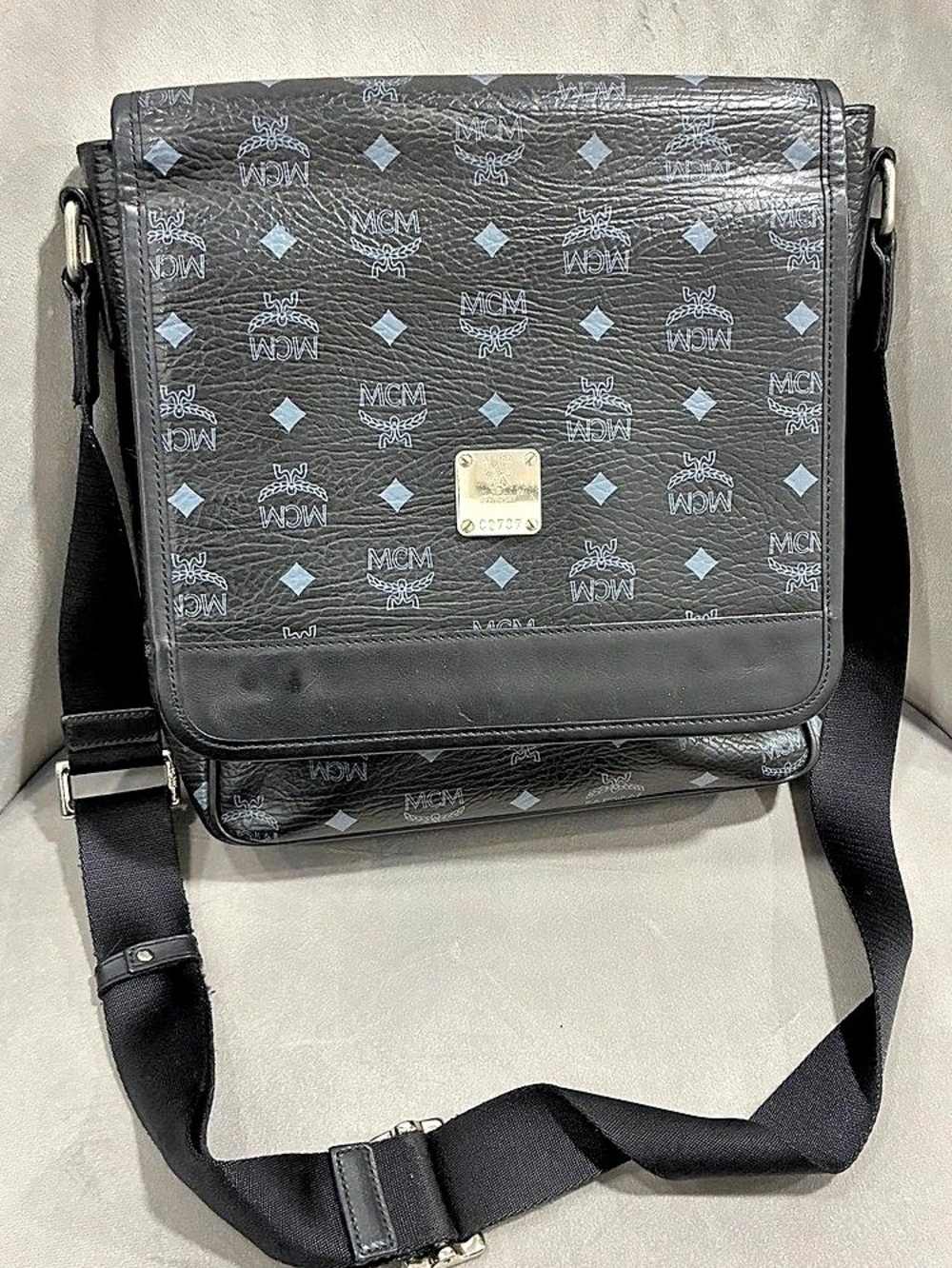 MCM G2707 Black Monogram Crossbody Bag